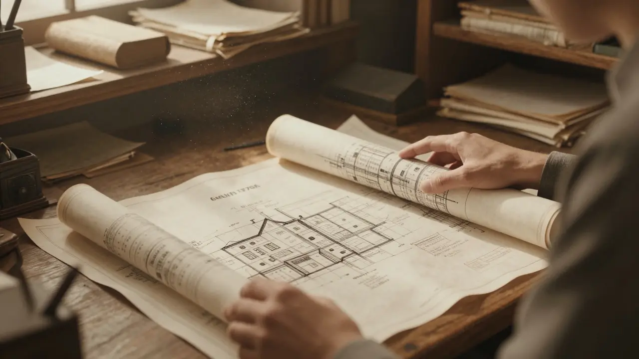 Archiv s architektonickými plány z 70. let