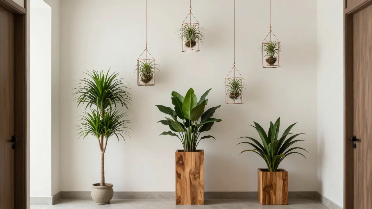 Tříúrovňové uspořádání rostlin různých velikostí