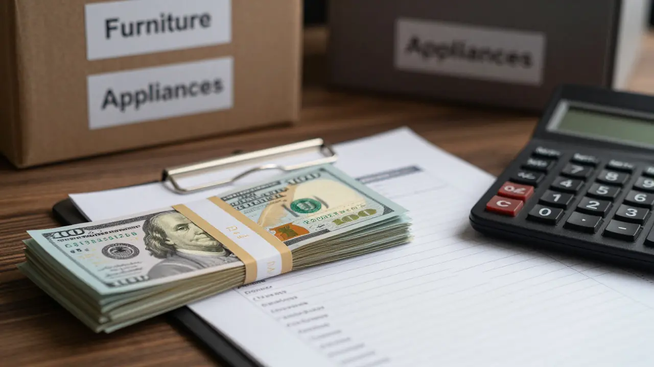 Peníze a dokumenty symbolizující investici do pronájmu