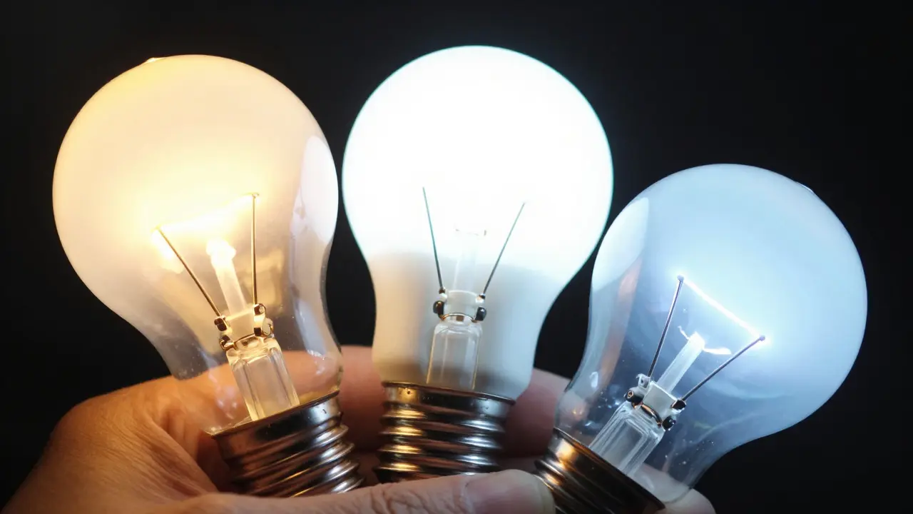 Různé typy LED žárovek s teplým, neutrálním a studeným světlem