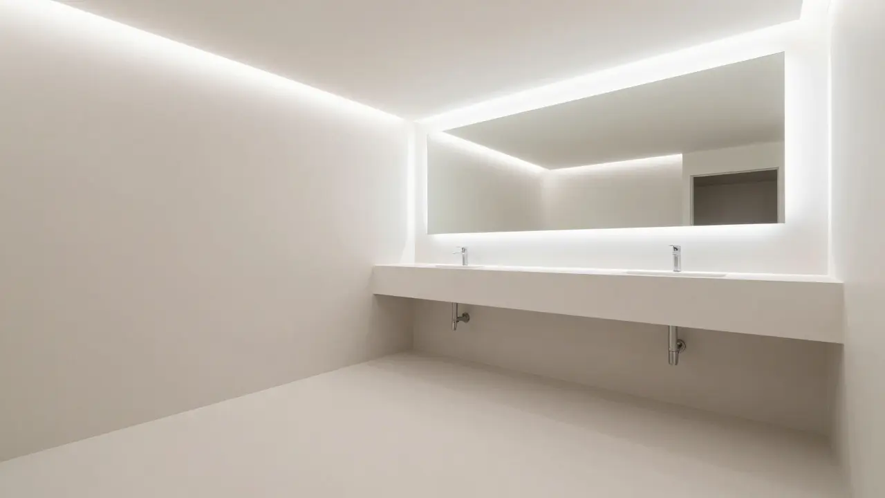 Zrekonstruovaná koupelna s podlahovým topením a LED osvětlením