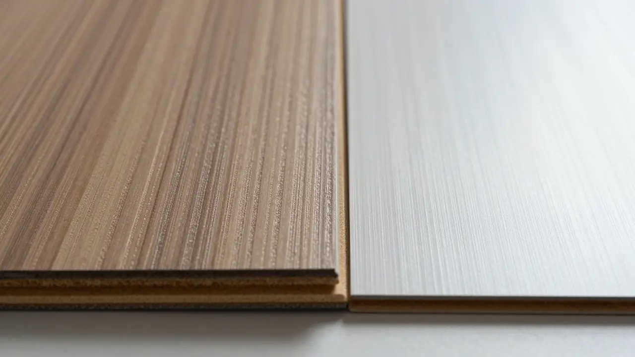 Srovnání hrubého laminátu a hladkého vinyle zblízka