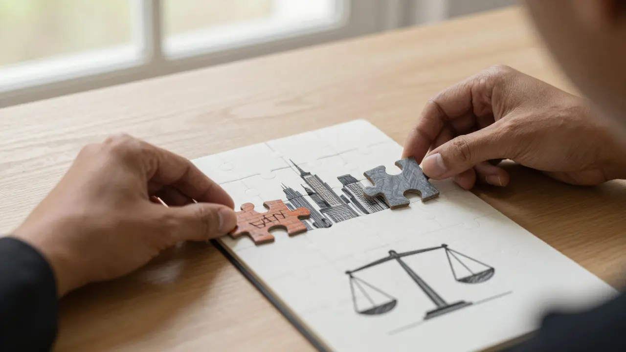 Ruce skládající puzzle představující diverzifikaci investičního portfolia