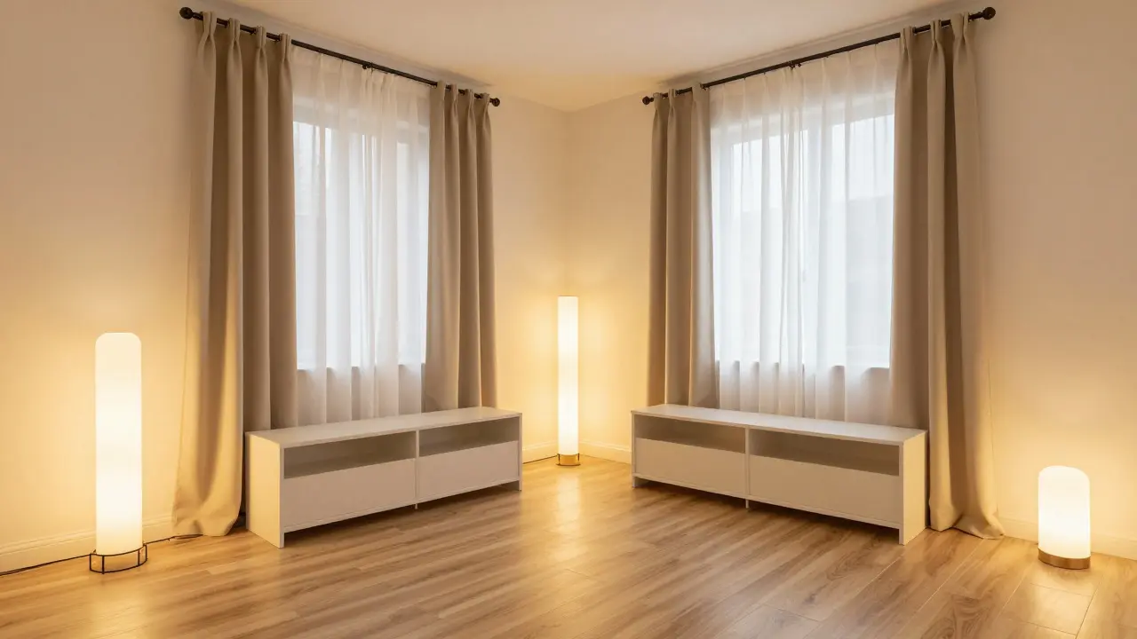 Uютná ložnice upravená pomocí PVC podlahy a modulárního nábytku