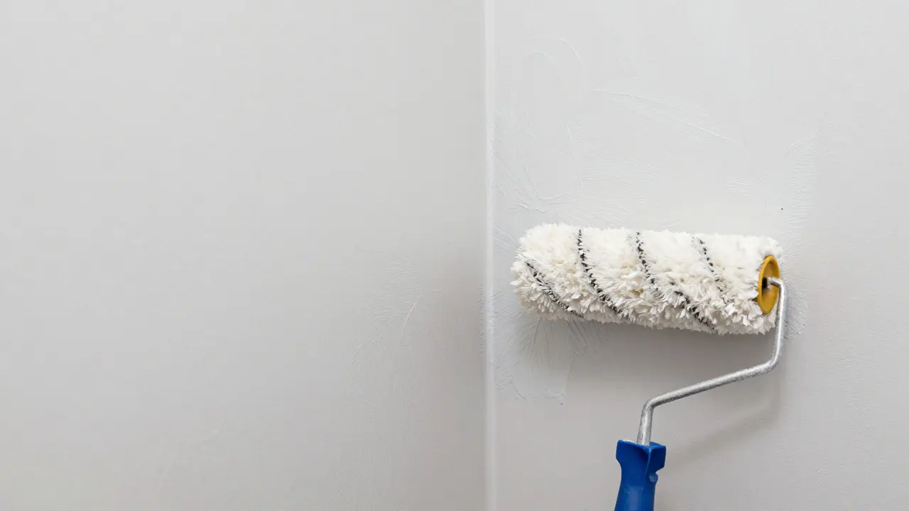 Detail aplikace protiplísňové barvy na stěnu ve vlhkém prostředí